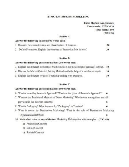 IGNOU BTMC-136 Solved Assignment 2025 English Medium