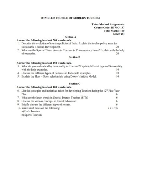 IGNOU BTMC-137 Solved Assignment 2025 English Medium