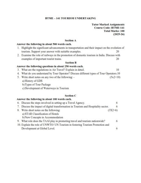 IGNOU BTME-141 Solved Assignment 2025 English Medium