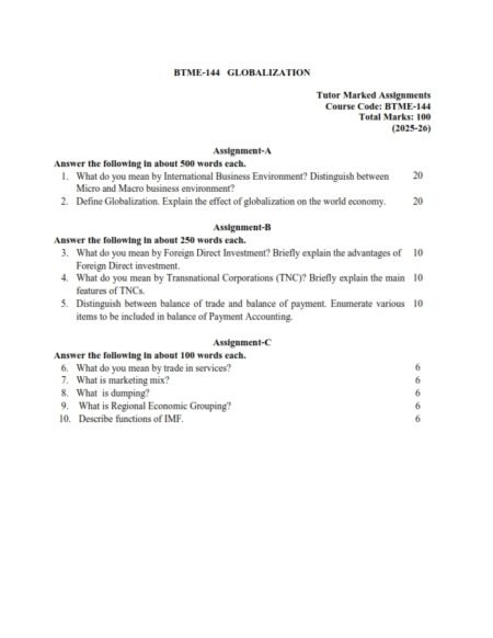 IGNOU BTME-144 Solved Assignment 2025 English Medium