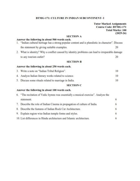 IGNOU BTMG-171 Solved Assignment 2025 English Medium