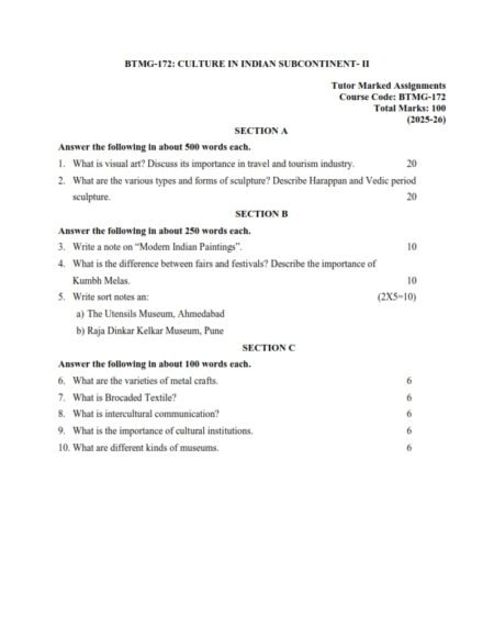 IGNOU BTMG-172 Solved Assignment 2025 English Medium
