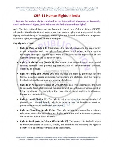 IGNOU CHR-011 Solved Assignment 2025 English Medium