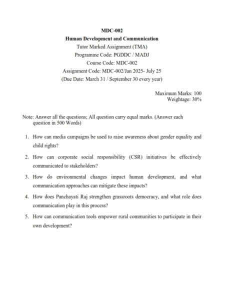 IGNOU MCD-002 Solved Assignment 2025 English Medium