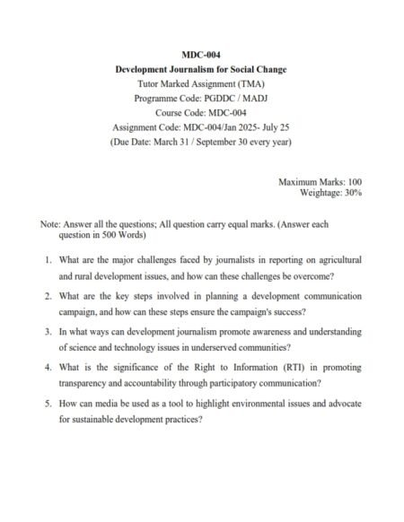 IGNOU MCD-004 Solved Assignment 2025 English Medium