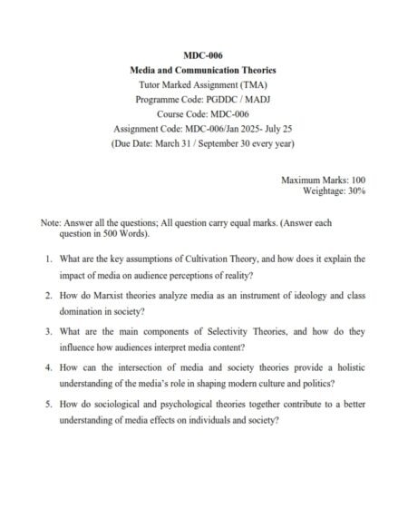 IGNOU MCD-006 Solved Assignment 2025 English Medium