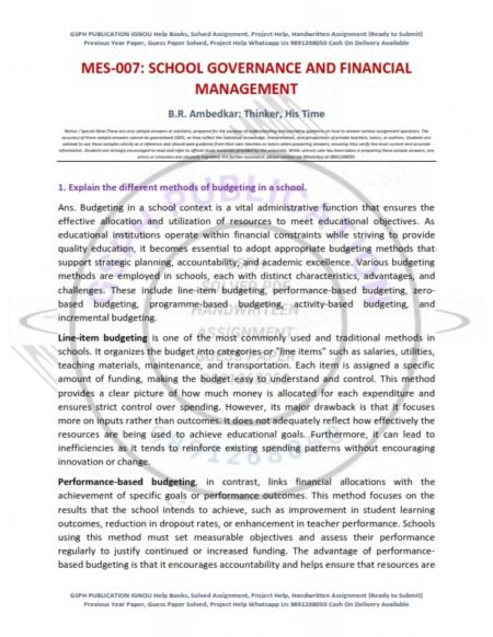 IGNOU MES-007 Solved Assignment 2025 English Medium