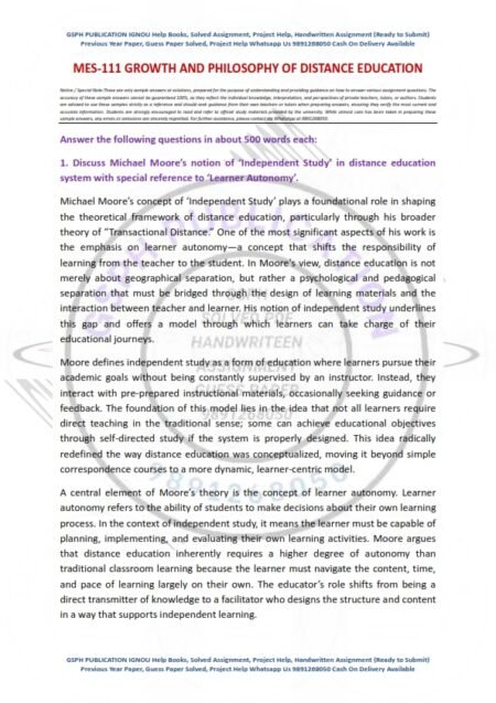 IGNOU MES-111 Solved Assignment 2025 English Medium