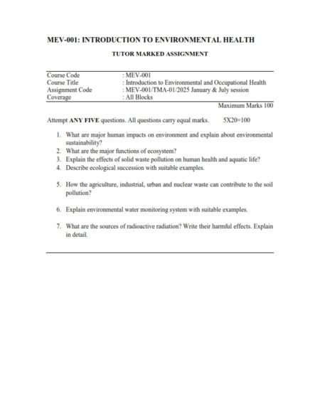 IGNOU MEV-001 Solved Assignment 2025 English Medium