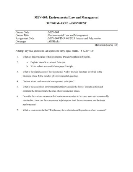 IGNOU MEV-003 Solved Assignment 2025 English Medium