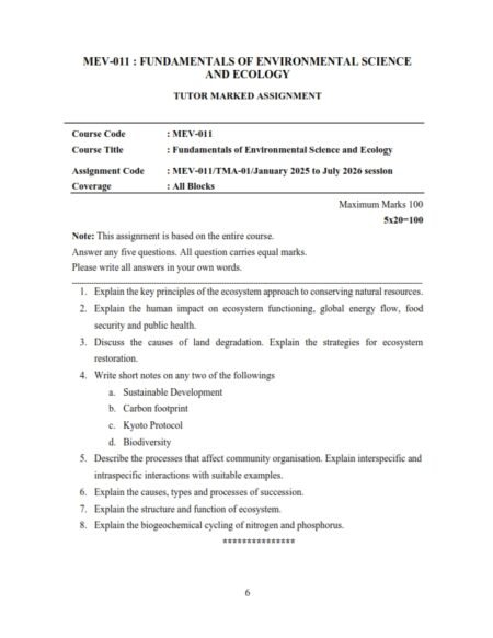 IGNOU MEV-011 Solved Assignment 2025-26 English Medium
