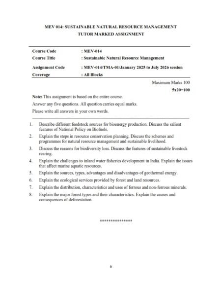 IGNOU MEV-014 Solved Assignment 2025-26 English Medium