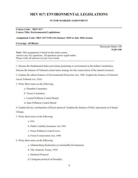 IGNOU MEV-017 Solved Assignment 2025-26 English Medium