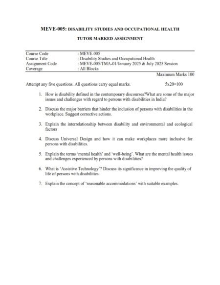 IGNOU MEVE-005 Solved Assignment 2025 English Medium