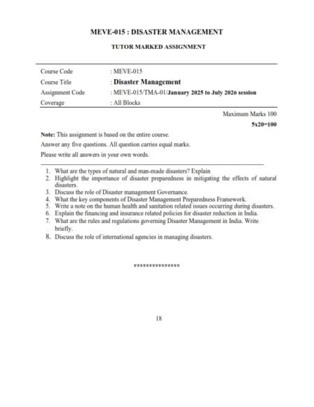 IGNOU MEVE-015 Solved Assignment 2025-26 English Medium