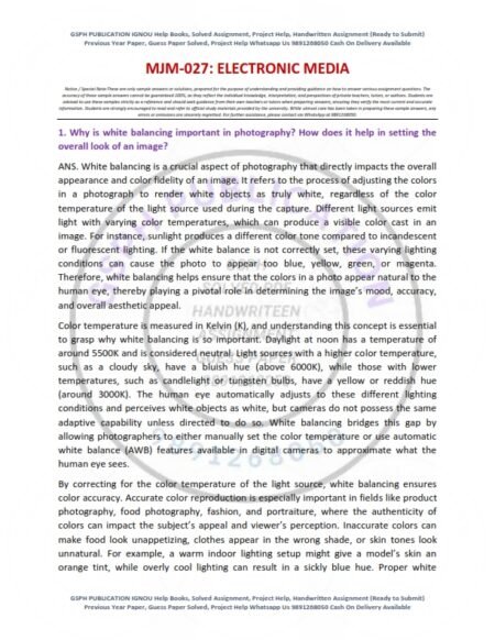 IGNOU MJM-27 Solved Assignment 2025 English Medium