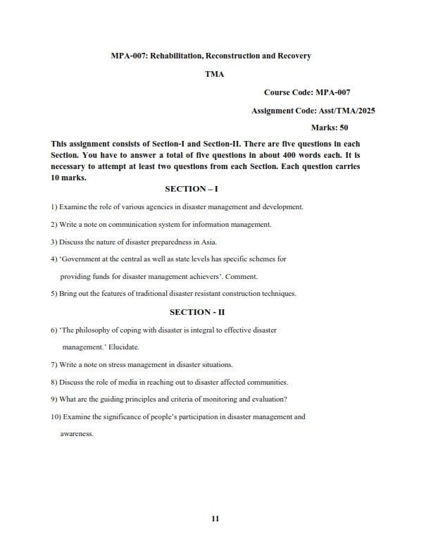 IGNOU MPA-007 Solved Assignment 2025 English Medium