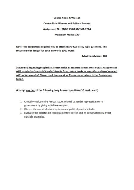 IGNOU MWG-110 Solved Assignment 2024-25 English Medium
