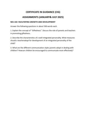 IGNOU NES-101 Solved Assignment 2025 English Medium