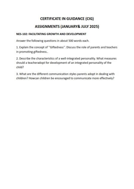 IGNOU NES-101 Solved Assignment 2025 English Medium