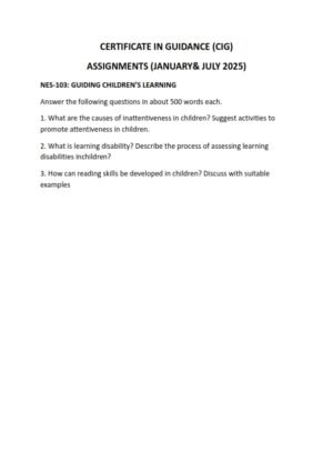 IGNOU NES-103 Solved Assignment 2025 English Medium