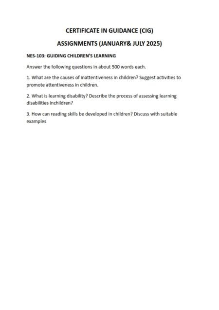 IGNOU NES-103 Solved Assignment 2025 English Medium