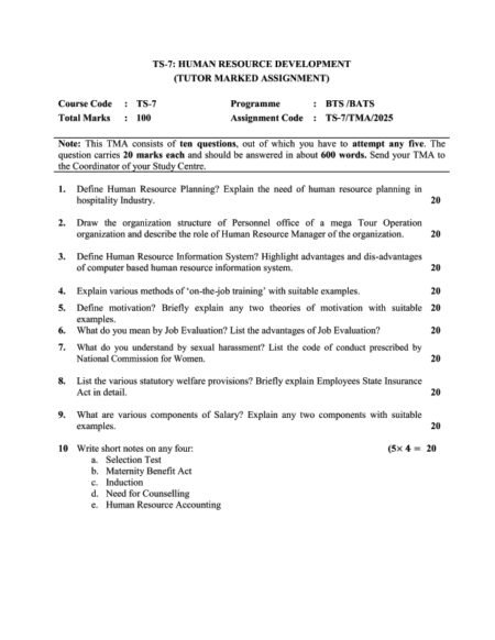 IGNOU TS-07 Solved Assignment 2025 English Medium