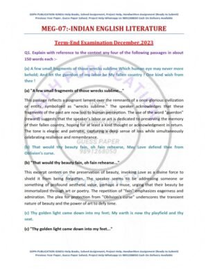 IGNOU MEG-07 Previous Year Solved Question Paper English Medium (DEC 2023)
