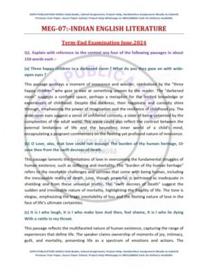 IGNOU MEG-07 Previous Year Solved Question Paper English Medium (JUNE 2024)