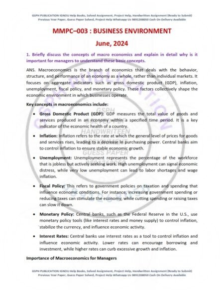 IGNOU MMPC-003 Previous Year Solved Question Paper English Medium (June-2024)