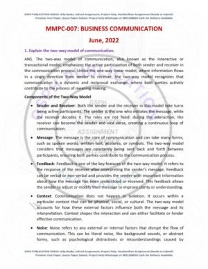 IGNOU MMPC-007 Previous Year Solved Question Paper English Medium (JUNE-2022)