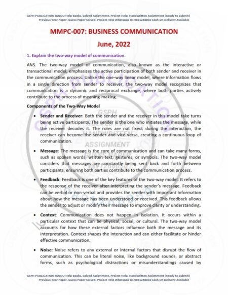 IGNOU MMPC-007 Previous Year Solved Question Paper English Medium (JUNE-2022)