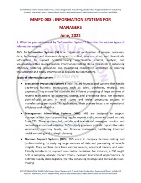 IGNOU MMPC-008 Previous Year Solved Question Paper English Medium (JUNE-2022)