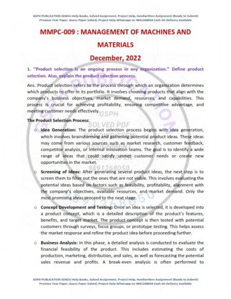 IGNOU MMPC-009 Previous Year Solved Question Paper English Medium (DEC-2022)