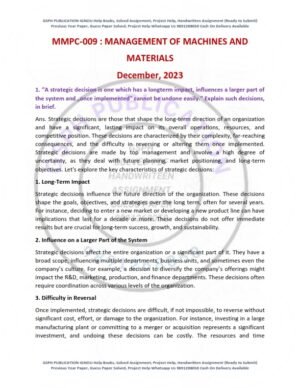 IGNOU MMPC-009 Previous Year Solved Question Paper English Medium (DEC-2023)