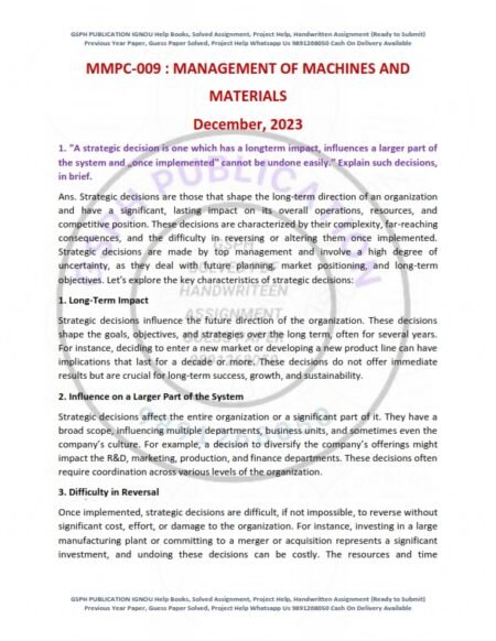 IGNOU MMPC-009 Previous Year Solved Question Paper English Medium (DEC-2023)