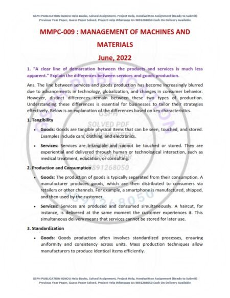 IGNOU MMPC-009 Previous Year Solved Question Paper English Medium (JUNE-2022)