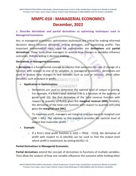 IGNOU MMPC-010 Previous Year Solved Question Paper English Medium (DEC-2022)