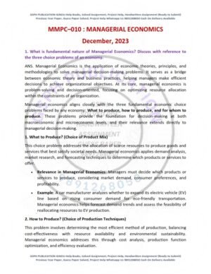 IGNOU MMPC-010 Previous Year Solved Question Paper English Medium (DEC-2023)