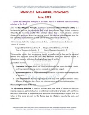 IGNOU MMPC-010 Previous Year Solved Question Paper English Medium (JUNE-2023)