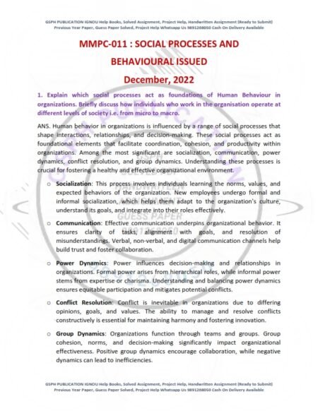 IGNOU MMPC-011 Previous Year Solved Question Paper English Medium (DEC-2022)
