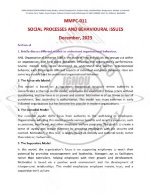 IGNOU MMPC-011 Previous Year Solved Question Paper English Medium (DEC-2023)