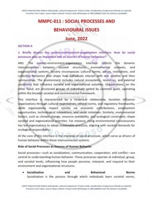 IGNOU MMPC-011 Previous Year Solved Question Paper English Medium (JUNE-2022)