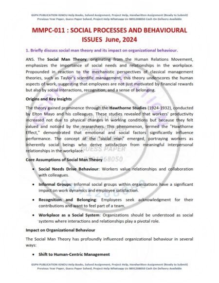 IGNOU MMPC-011 Previous Year Solved Question Paper English Medium (JUNE-2024)