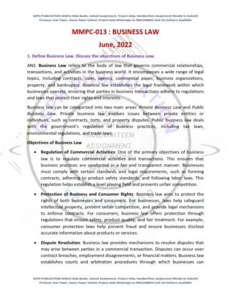 IGNOU MMPC-013 Previous Year Solved Question Paper English Medium (JUNE-2022)
