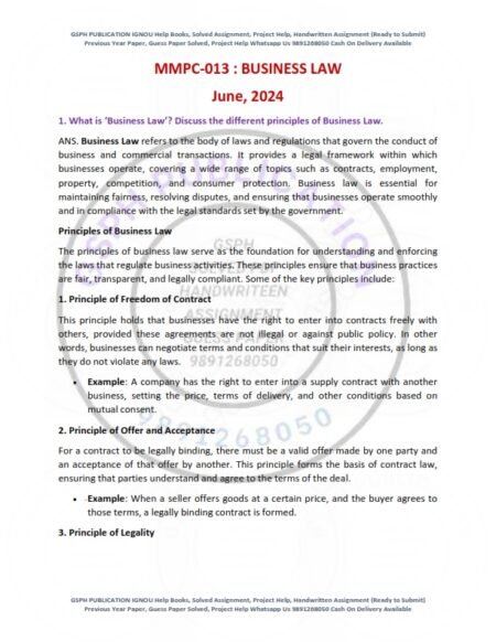 IGNOU MMPC-013 Previous Year Solved Question Paper English Medium (JUNE-2024)
