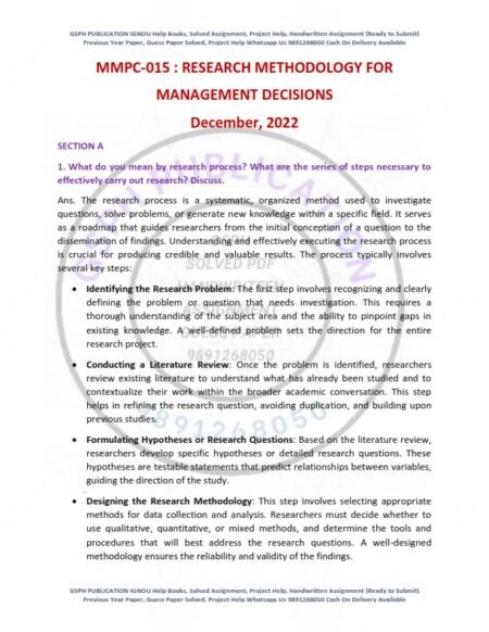 IGNOU MMPC-015 Previous Year Solved Question Paper English Medium (DEC-2022)