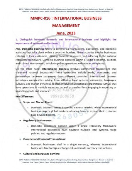 IGNOU MMPC-016 Previous Year Solved Question Paper English Medium (JUNE-2023)