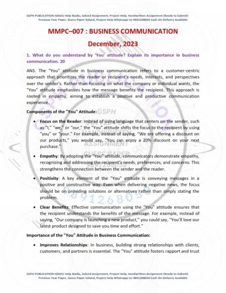 IGNOU MMPC-007 Previous Year Solved Question Paper English Medium (DEC-2023)