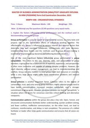 IGNOU MMPH-006 Previous Year Solved Question Paper English Medium (DEC-2023)